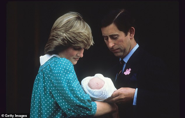 Diana hands a newborn Prince William to Charles, who became the first male royal to be present at a birth