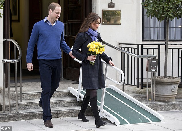 The now-Prince and Princess of Wales leave King Edward VII hospital after Kate was hospitalised there in 2012 during her first pregnancy