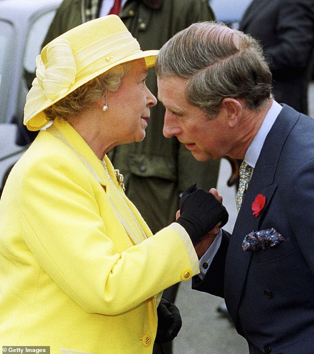 Queen Elizabeth II (pictured with Prince Charles in 1990) reportedly took one look at baby William and said: 'Thank goodness he hasn't got ears like his father'