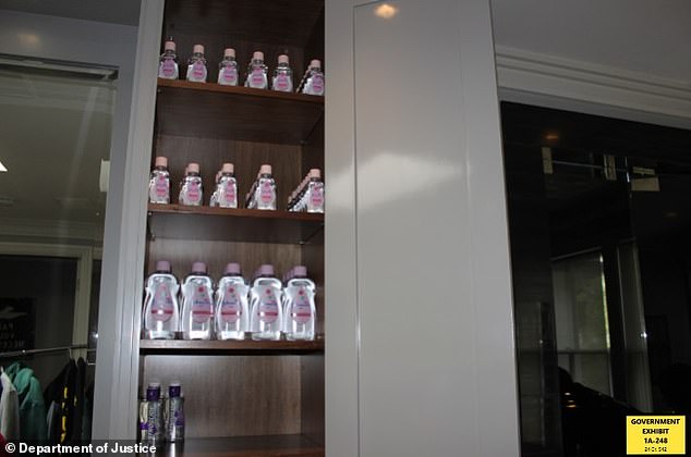 The cache of photos also showed Combs' collection of baby oil, which were neatly displayed in one of the rooms inside the LA mansion