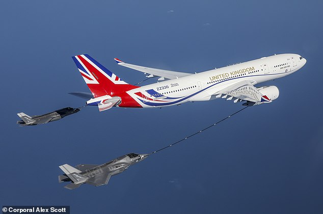 PIctured is an air-to-air refuelling and transport voyager from RAF Brize Norton tanking fighter jets. (File image)
