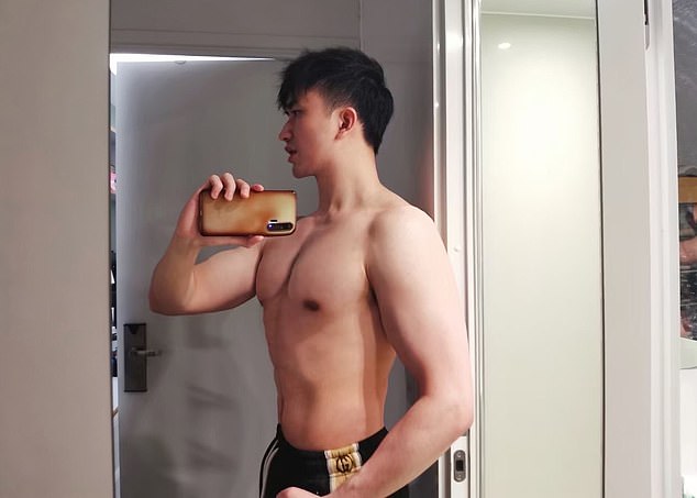 He described himself as a 28-year-old PhD researcher who 'works out often' ¿ a fact he was keen to flaunt with topless mirror selfies