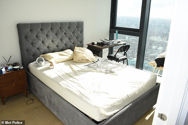 The bedroom in Zou's flat, where he chillingly boasted that 'the sound insulation is very good'