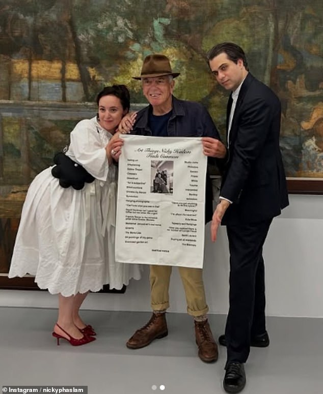 Haslam said the exclusive one-off tea towel collaboration was to celebrate Saatchi Yates's 'incredible exhibition' called Once Upon a Time in London