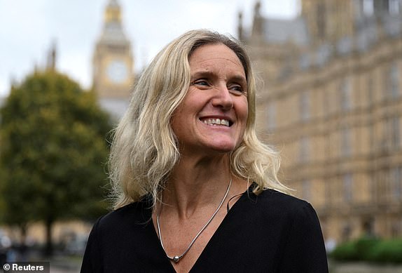FILE PHOTO: Kim Leadbeater reacts during an interview about the Assisted Dying Bill in Westminster, London, Britain, October 15, 2024. REUTERS/Jaimi Joy/File Photo