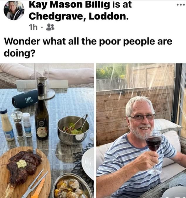 The Norfolk county council leader posted the message alongside another picture of her husband