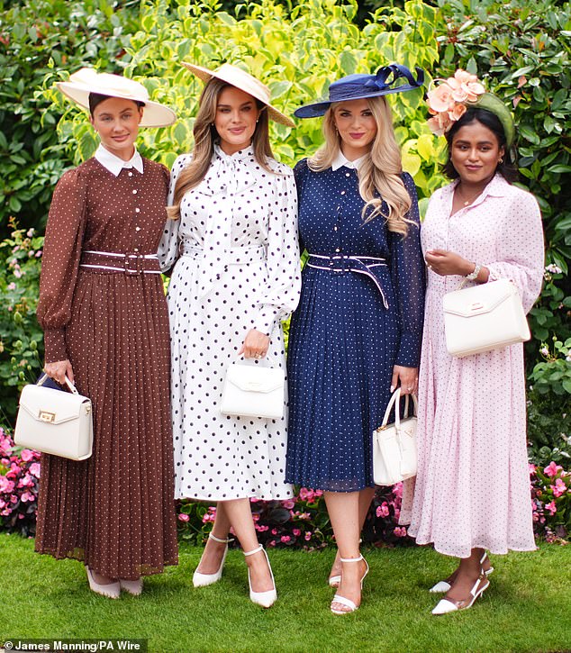 One stylish group of women decided to co-ordinate their outfits by all wearing different spotty dresses
