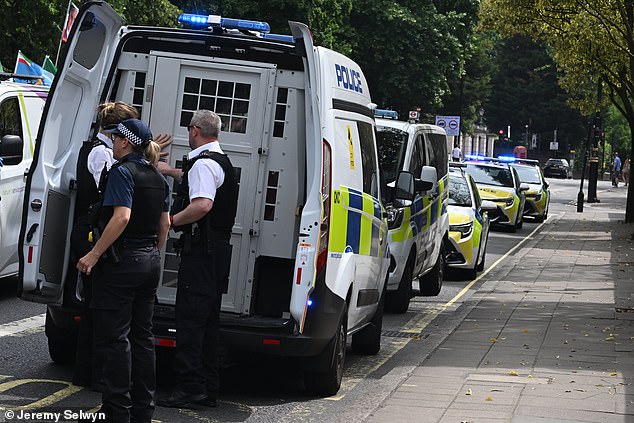 Detectives have launched an investigation after the two men were set upon outside the embassy in Princes Gate, London