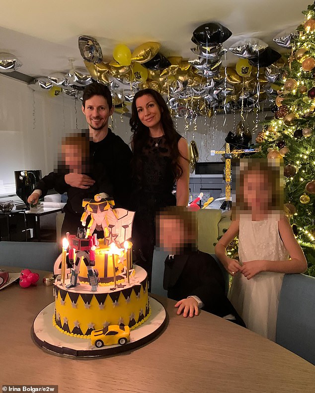 Russian-born billionaire entrepreneur and Telegram messenger founder Durov with Irina Bolgar. The pair share three children. Durov has reportedly fathered three other kids with two other women