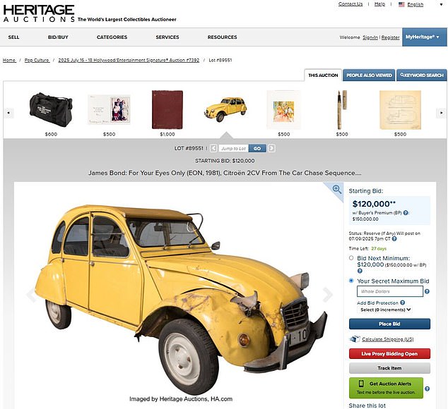 The highest bid at the time of publishing was $120,000 (£89,000), though the Dallas-based auction house hopes it will eventually reach half a million dollars (around £370,000)