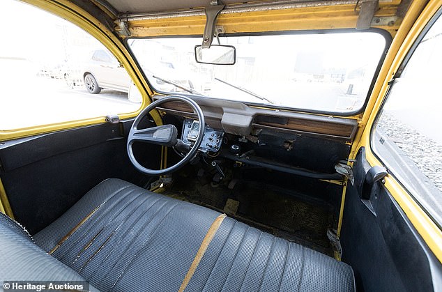 This particular Bond 2CV was used specifically for the driving shots with Moore and Bouquet, and so was not fitted with a roll cage as it would have been visible on camera