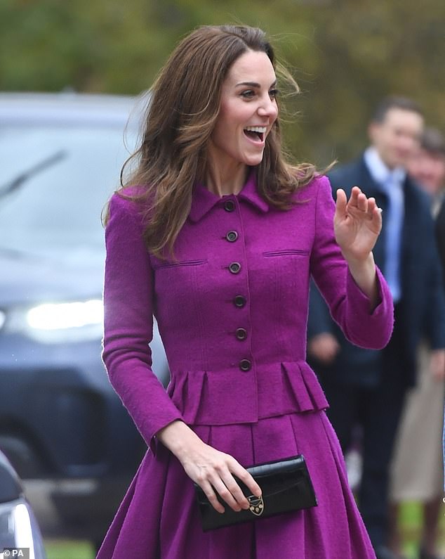 Kate is pictured arriving for a visit to the East Anglia's Children's Hospices' new hospice The Nook in 2019