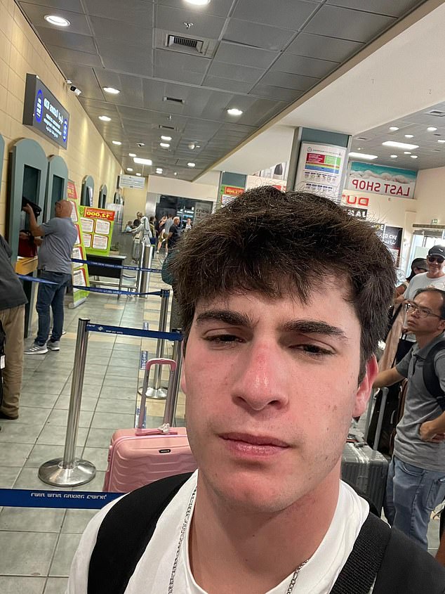 Amongst those trying to evacuate is Ethan, 20, (pictured) a psychology student at Reichmann International University.