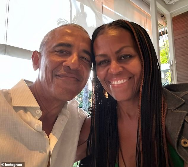 Michelle (pictured with Barack in a photo he shared in February) dismissed speculation about her marriage and addressed the rumors head on during a podcast episode of The Diary of a CEO in May
