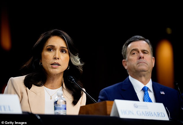 DNI Gabbard and CIA Director John Ratcliffe during a Senate Committee on Intelligence Hearing on March 25, 2025 in Washington, DC