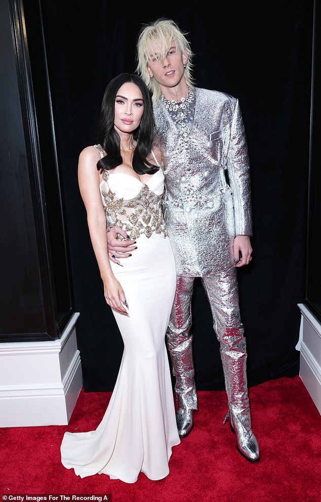 'Megan is a great mom,' he gushed about the actress, 39, with whom he was in an on-off relationship for four years just days after hinting at their rumored reconciliation. 'She's killing it. I'm so excited'; pictured February 2023 in Los Angeles