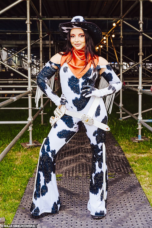 The former Little Mix star was performing at Mighty Hoopla in London (pictured) when she sang one of her songs FUFN (F*** You For Now) - using it to take aim at the Harry Potter author