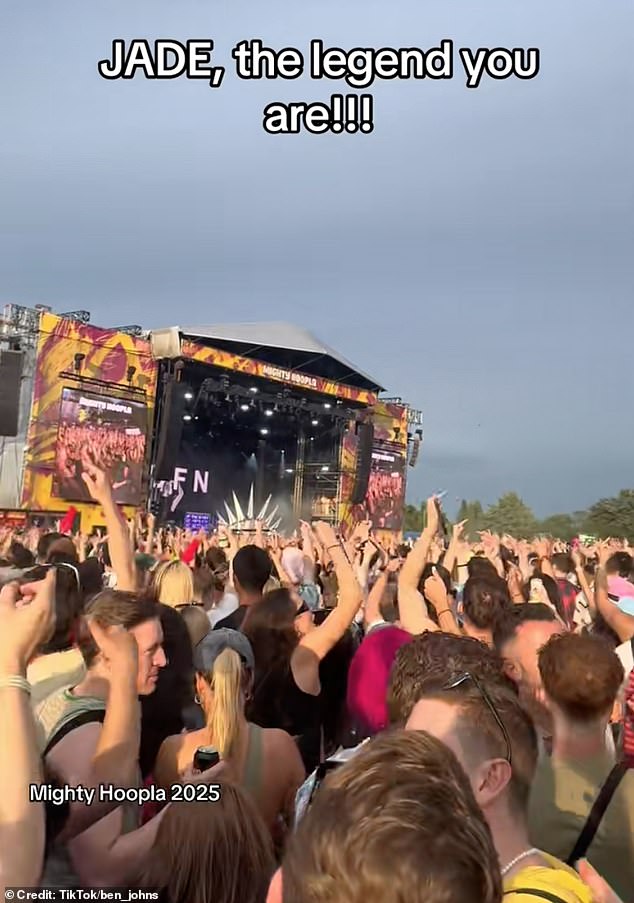 A festival-goer shared the clip online with the caption: 'Jade, the legend you are!!!'