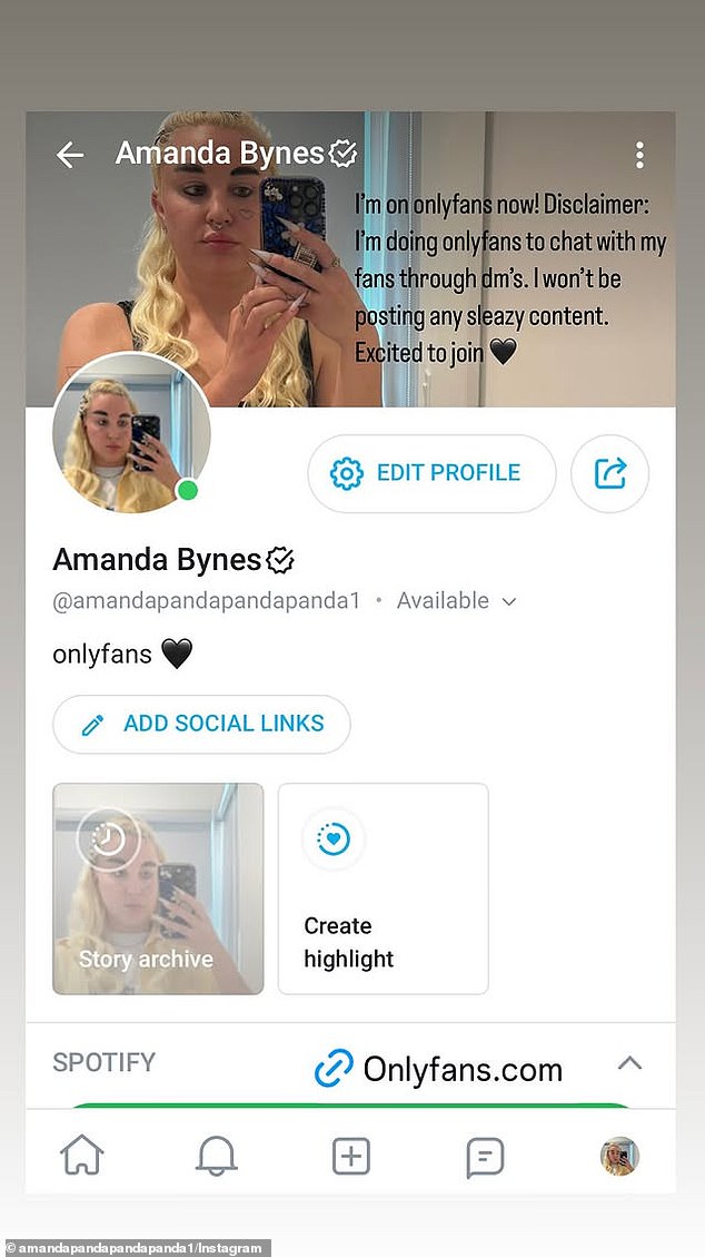 Bynes, 39, announced her foray into the X-rated subscription site on Tuesday, telling fans she was using it to communicate with them, and insisted she will not be sharing anything ¿sleazy¿