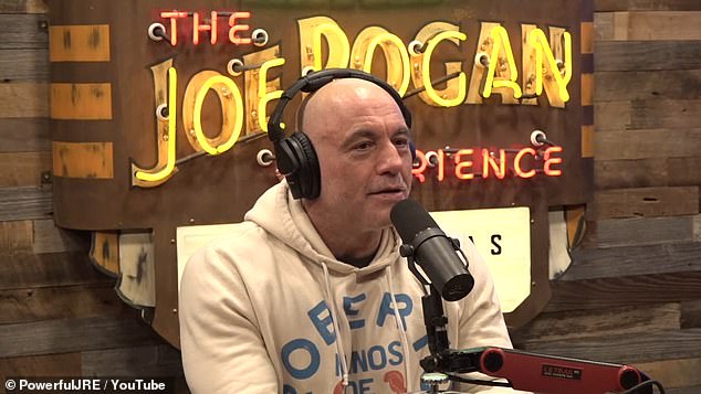 On the podcast, Zuckerberg, 41, also praised mixed martial arts as a form of male bonding and argued that male aggression can be constructive. Pictured: Joe Rogan hosts his hit-podcast, The Joe Rogan Experience