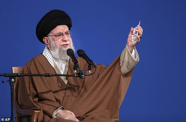 Gabbard said that Iranian Supreme Leader Ayatollah Ali Khamenei (pictured) had 'not authorized a nuclear weapons program that he suspended in 2003'