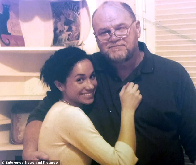 Meghan pictured with her father Tomas, who she felt let her down by collaborating with paparazzo before her marriage to Harry