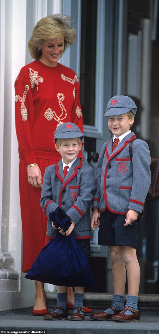 Prince William Arthur Philip Louis of Wales was born second in line to the throne at St Mary's Hospital, Paddington, at 9.03pm on June 21 1982 (pictured with his mother and brother Harry in 1989)