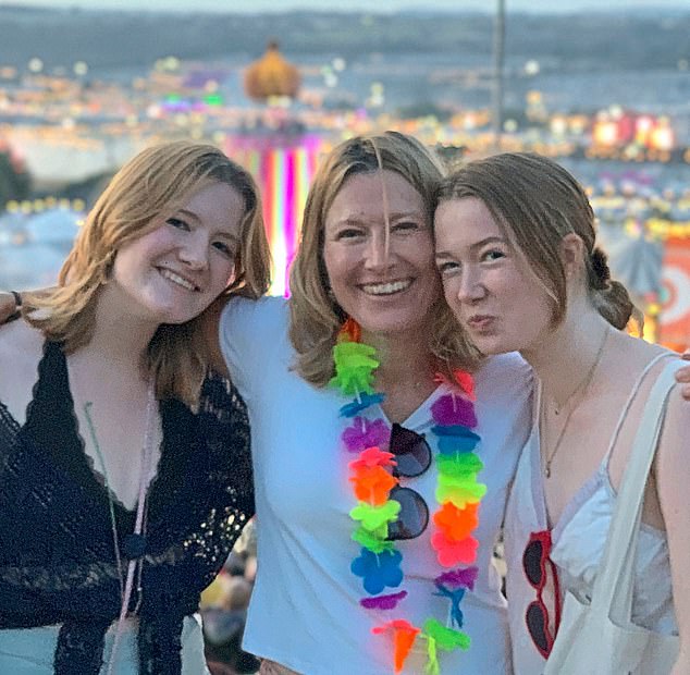 2023: Julia at the festival with daughters Sasha (left) and Clemmie