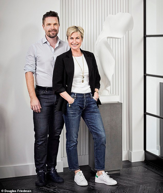 Interior designer Andrew Torrey with Emma Forbes. Torrey has designed each of the homes she shares with her husband Graham Clempson.