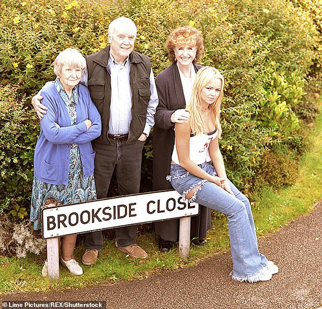 Jennifer soared to fame in the Nineties playing Emily Shadwick in Brookside (pictured with Jean Heywood, Kenneth Cope and Marji Campi)