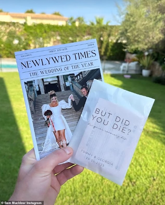 Before the ceremony, Sam Mucklow took to Instagram to share a photograph of their wedding invitation