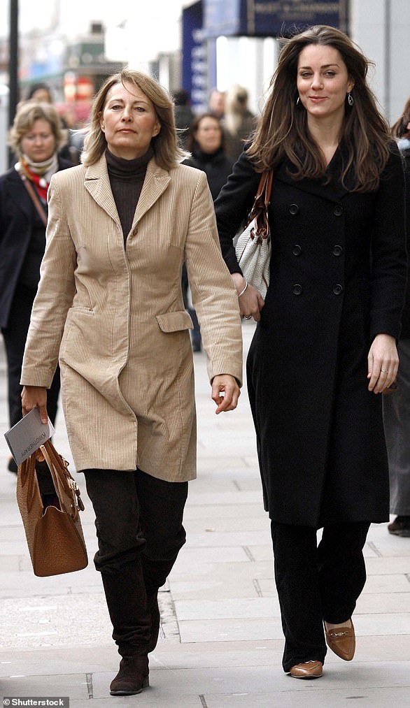 Carole and Kate Middleton are pictured shopping in Chelsea in November 2006