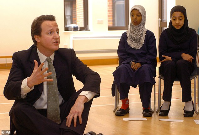 Mr Cameron is seen at a visit to the school in Tower Hamlets in 2006