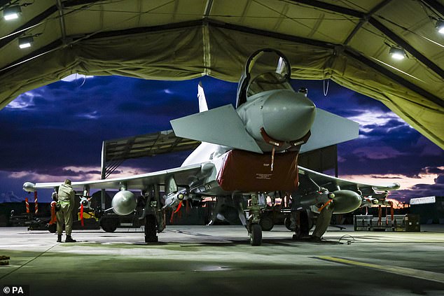 Among British planes stationed at the RAF base are Typhoon FRG4s, which have been used in recent months to carry out strikes against the Houthis