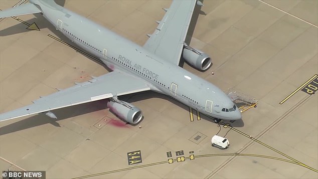 Palestine Action said that the damage to the planes at Brize Norton was deliberately undertaken as it is the base 'where flights leave daily for RAF Akrotiri in Cyprus' - the base used for military operations in the Middle East