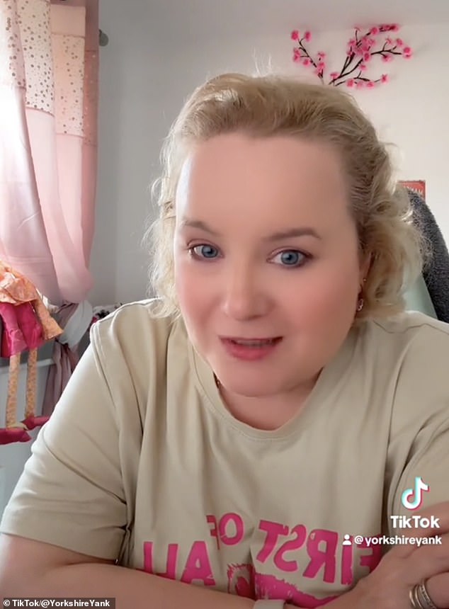 The woman (pictured), known on TikTok as Yorkshire Yank , regularly shares her take on the cultural quirks she's noticed since settling in the UK.