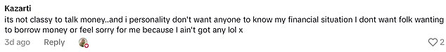 Britons rushed to the comments to clarify their position on discussing money, confirming the TikToker's idea