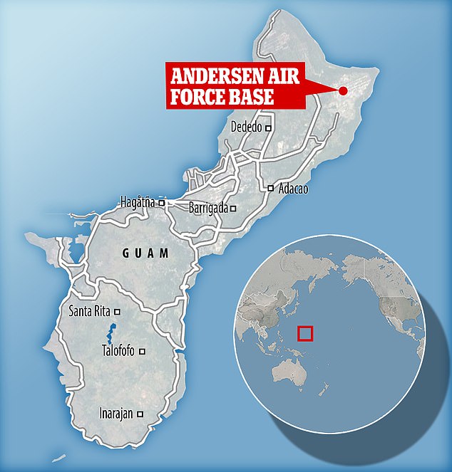 The bombers are thought to be destined for a US air force base in Guam, which is in the middle of the Pacific Ocean