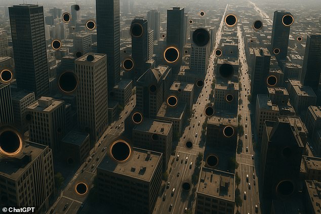 If primordial black holes are very small, up to 1,000 could pass through each square metre of Earth every year (Ai impression)