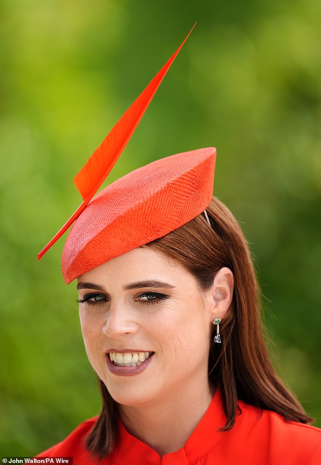 The royal followed the same monochrome trend of many other attendees, opting for an ensemble in one shade - including her hat - though she did wear shoes in a pale beige tone