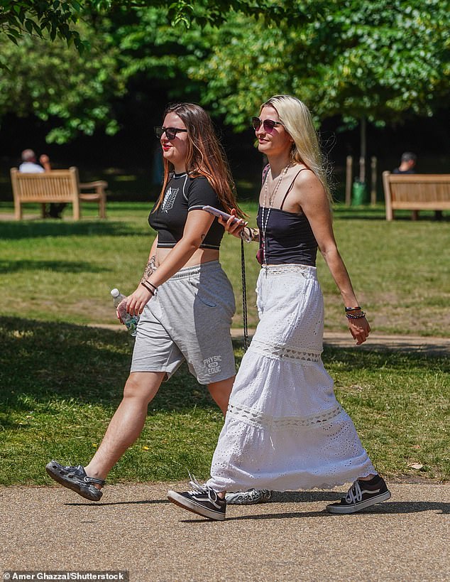 LONDON: Two women walk in the sunshine at St James's Park as the heat continued on June 19