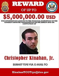 Daniel's brother Christopher 'Mano' Jr in a wanted poster issued by the US Department of Justice