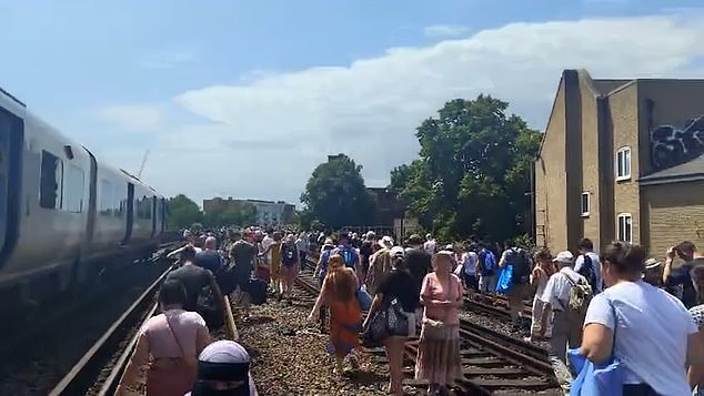 One enraged commuter wrote on social media: '[Thameslink] you will have hell to pay. We've been stuck on this hot and humid train for over an hour.