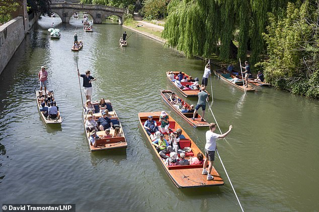That blistering heat has continued into today, which is the official end of spring (Pictured: The River Cam in Cambridge, June 21, 2025)