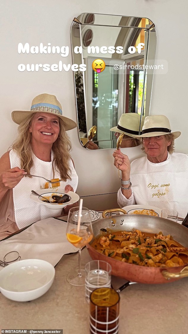 Documenting their anniversary trip, Penny took to Instagram to share a snap of themselves enjoying seafood