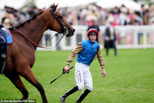 But his celebrations were cut short after the 9-2 winner unshipped his rider moments later