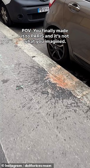 Vomit was seen splattered across one Paris street