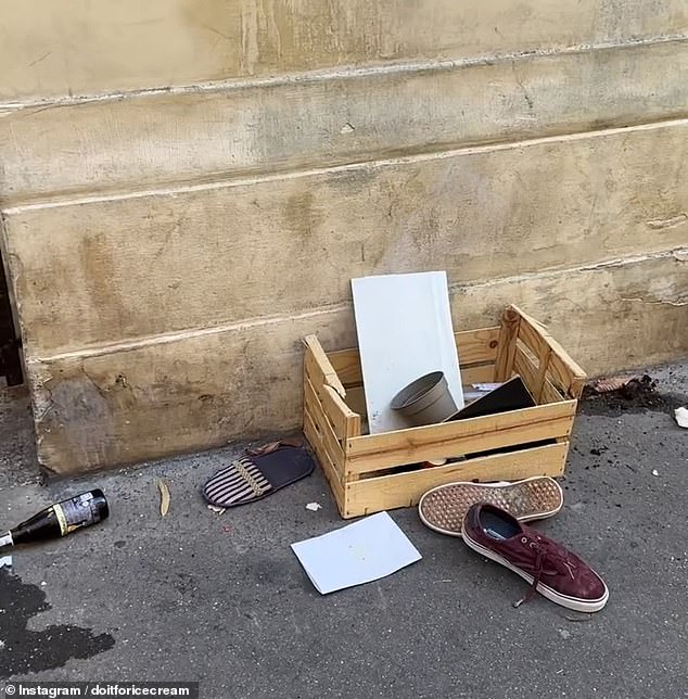 Random shoes and bottles were seen building up in the street