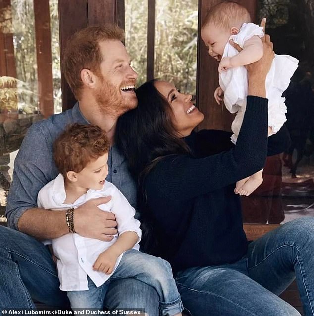 It also remains to be seen whether the Duke would risk bringing Meghan and their children Archie, six, and four-year-old Lilibet, to the UK for the event. Pictured: The couple are pictured with their children in December 2021