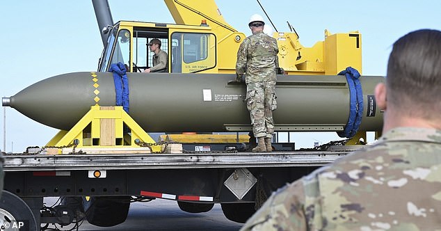 The US is the only country in the world with the bunker-busting bombs capable of hitting the nuclear facility. The large bombs are seen here